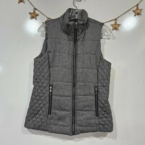 Lemon Tart Womens Grey Quilted Skyros Vest Full Zip Stitch Fix Jacket Size Small